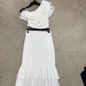 Abercrombie & Fitch White One Shoulder top and skirt set